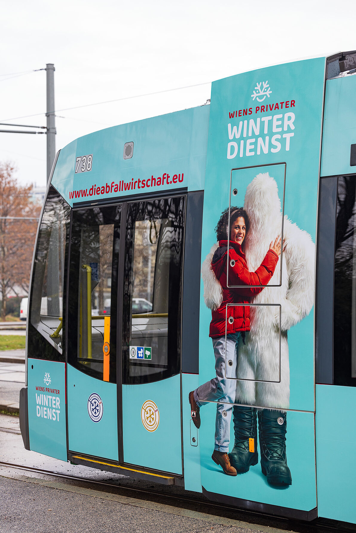 Yeti fährt für den privaten Winterdienst durch Wien
